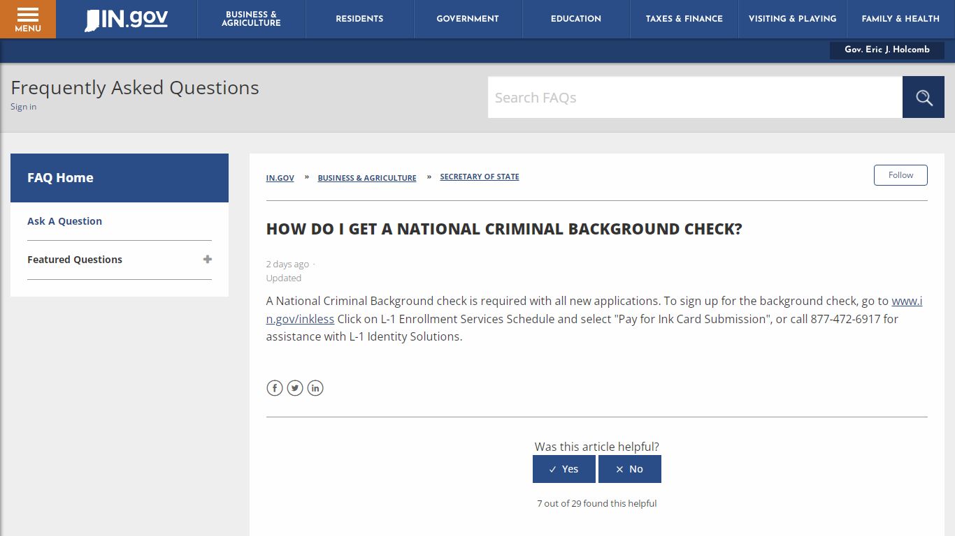 How do I get a National Criminal Background check? – IN.gov